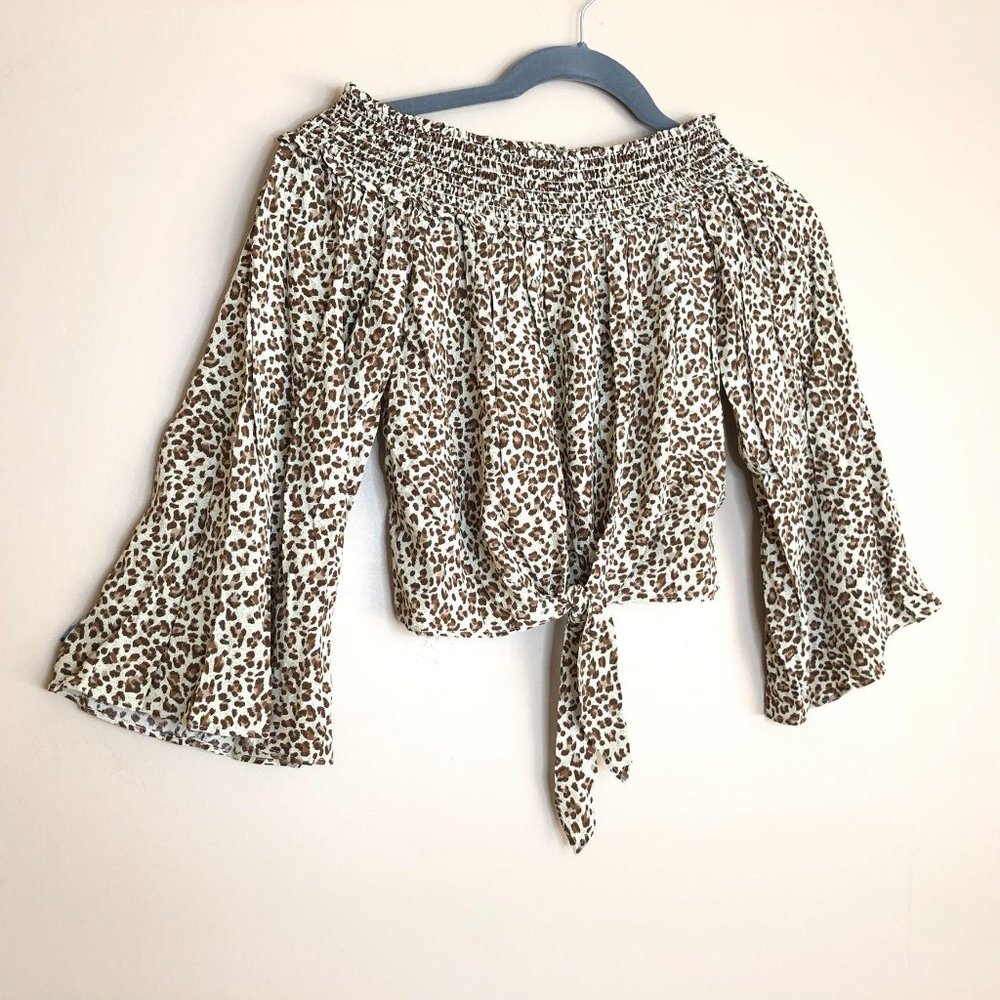 Free People FP Movement Leopard Off-Shoulder Top - Picture 2 of 16
